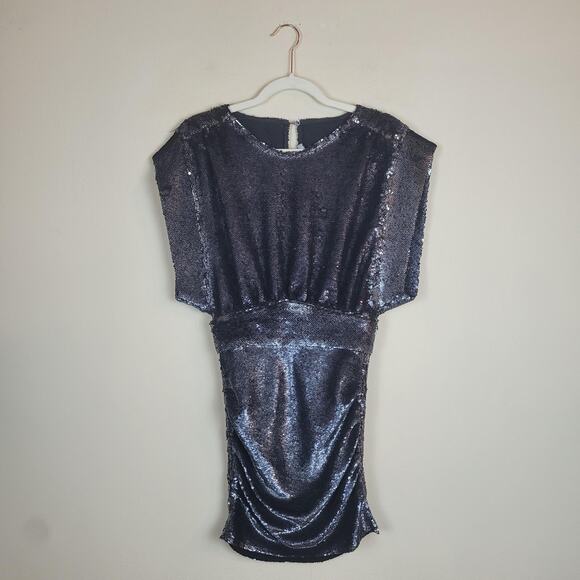 IRO Miracle Dress FR34 US2 Black Silver Sequin Metallic Sparkle Party Club Mini - Picture 2 of 12